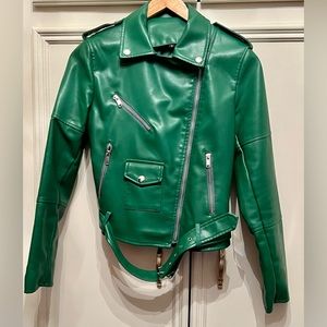 Motorcycle style jacket. Color green. Beautiful condition.only used once.